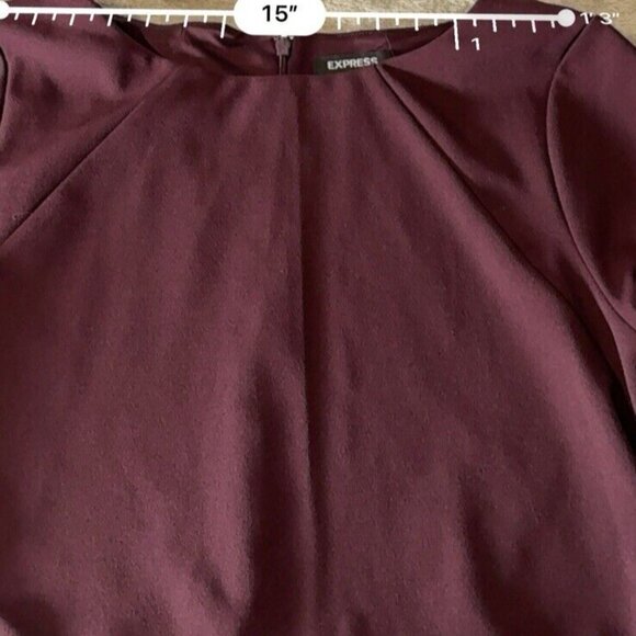 EXPRESS Burgundy Classic Cap Sleeve Slit Pencil Dress Large Fitted Cocktail - Picture 6 of 15